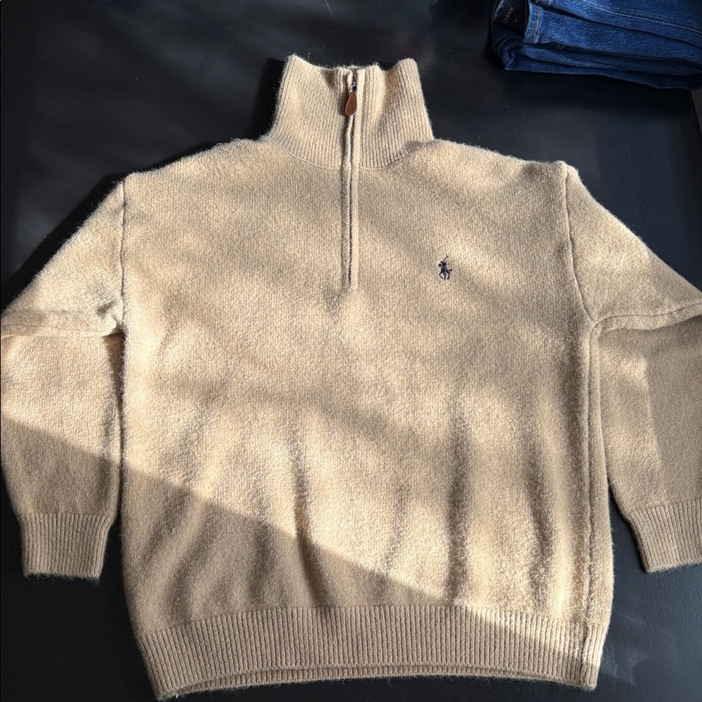 Men's Ralph Lauren Beige Half-Zip Sweater